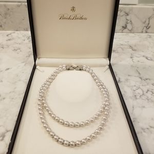 Brooks Brothers Pearl Necklace Art Deco Clasp